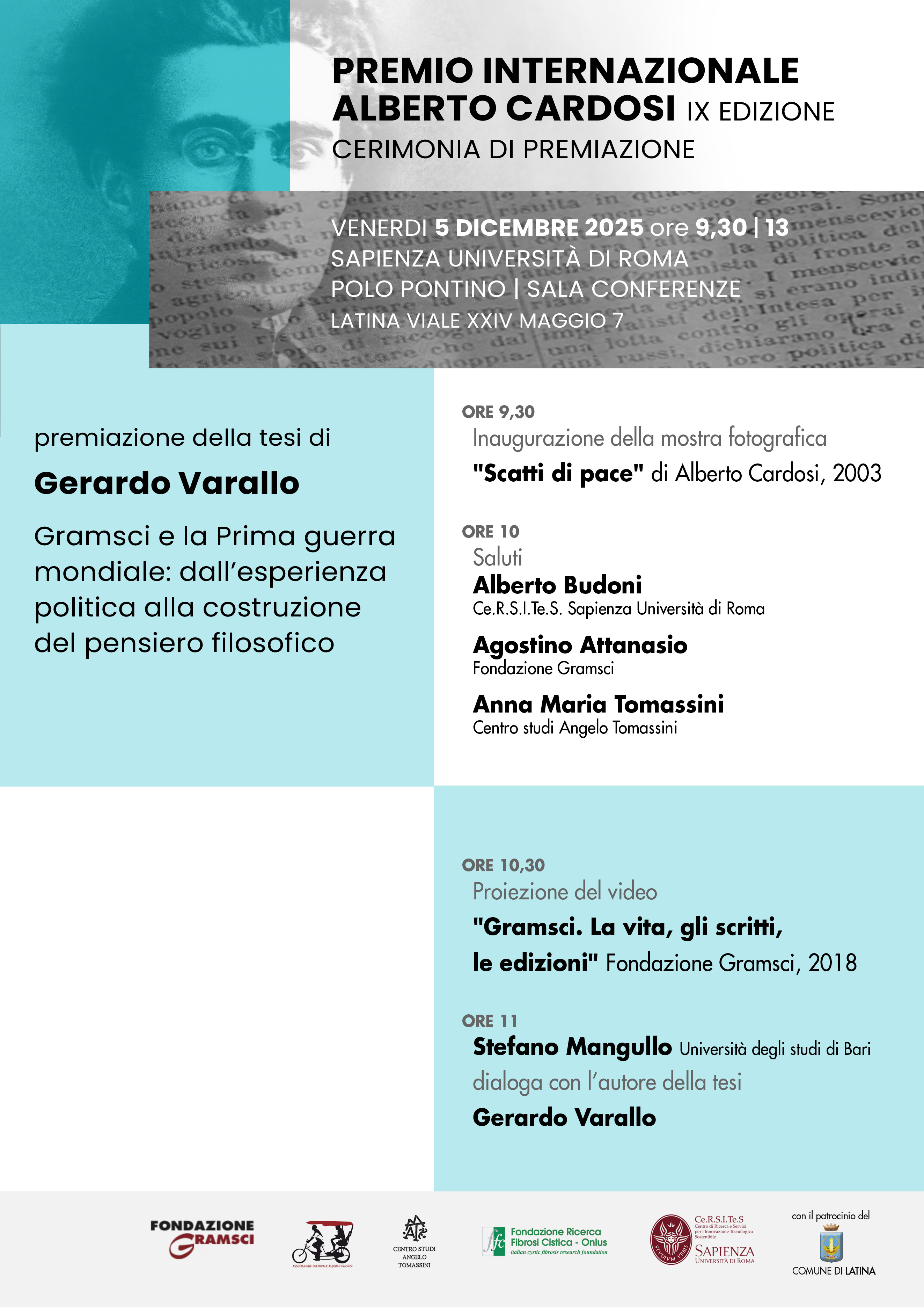5 DICEMBRE 2025 ore 9,30 - Sala Conferenze - Premio Internazionale Alberto Cardosi VII Edizione