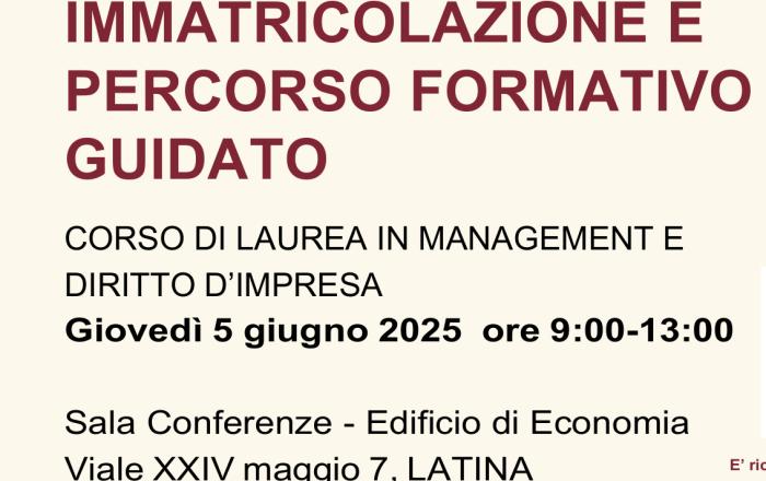 Immatricolazione e Percorso Formativo Guidato - 5 Giugno